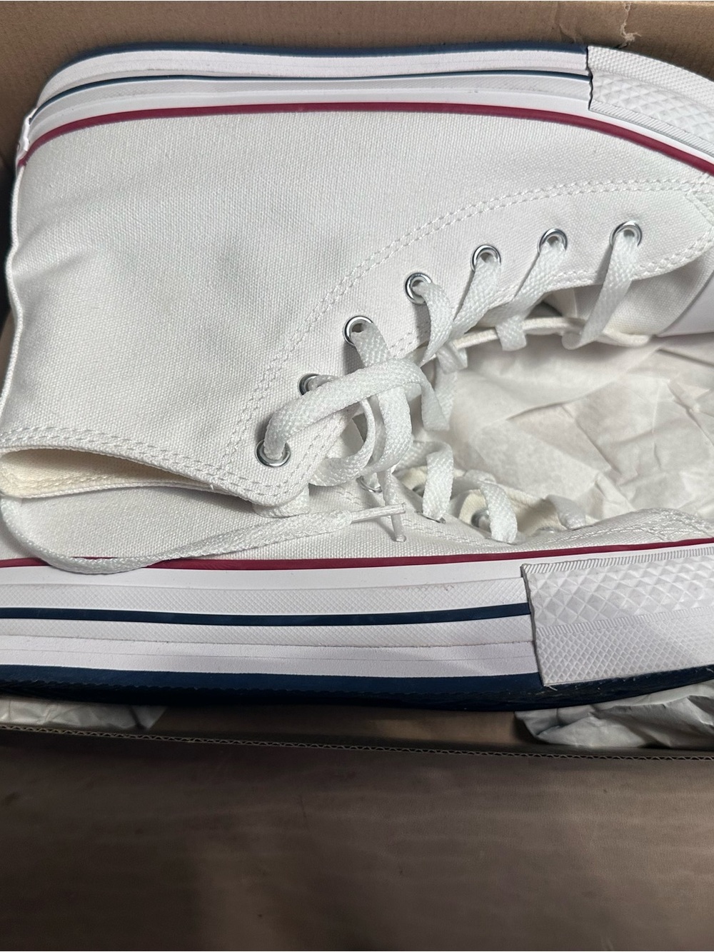 Converse High-Top Canvas Sneakers with Navy & Red Trim